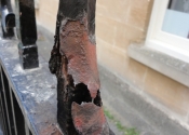 Damage to the original railing finials
