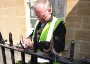 Alan Paterson makes repairs on site