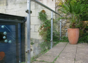 Exterior glass and steel balustrade, Frankley Buildings, Bath
