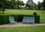 Lansdown benches by Ironart of Bath - shown here in Oriental blue finish