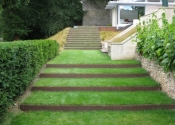 Contemporary garden steps - rusted metal finish