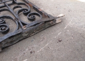 The St Mary Tory chapel gates in the yard at Ironart - prior to cleaning