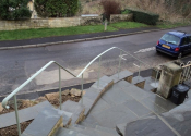 Curving exterior handrail in Lichen paint finish on St Saviours Road, Larkhall, Bath