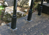 Hooped handrails in the garden at Corston