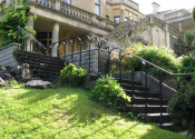 Hooped handrails in the garden at Corston