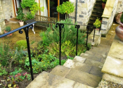 Wrought iron garden handrail at Yewbank House
