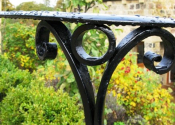 Wrought iron garden handrail at Yewbank House