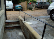 Simple metal handrail at Percy Place, Bath