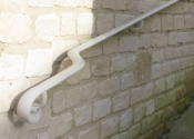External curved handrail at the Mullions