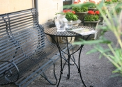 Slatted top Cafe Table in black painted finish by Ironart of Bath