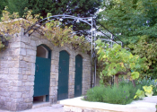 Decorative wrought iron garden pergola