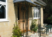 Crescent Lane. Scroll detail wrought iron porch by Ironart of Bath