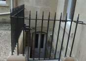 Bath finial railings and single gate, basement entrance, Weston, Bath