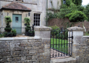 Traditional wrought iron gate and matching railings at Kingsdown near Bristol/Bath