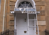 Restoration of three zinc covered door canopies on Georgian Cavendish Crescent in Bath.