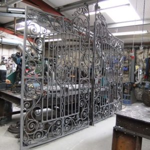Restoration of the double entrance gates at Mapperton House, Dorset