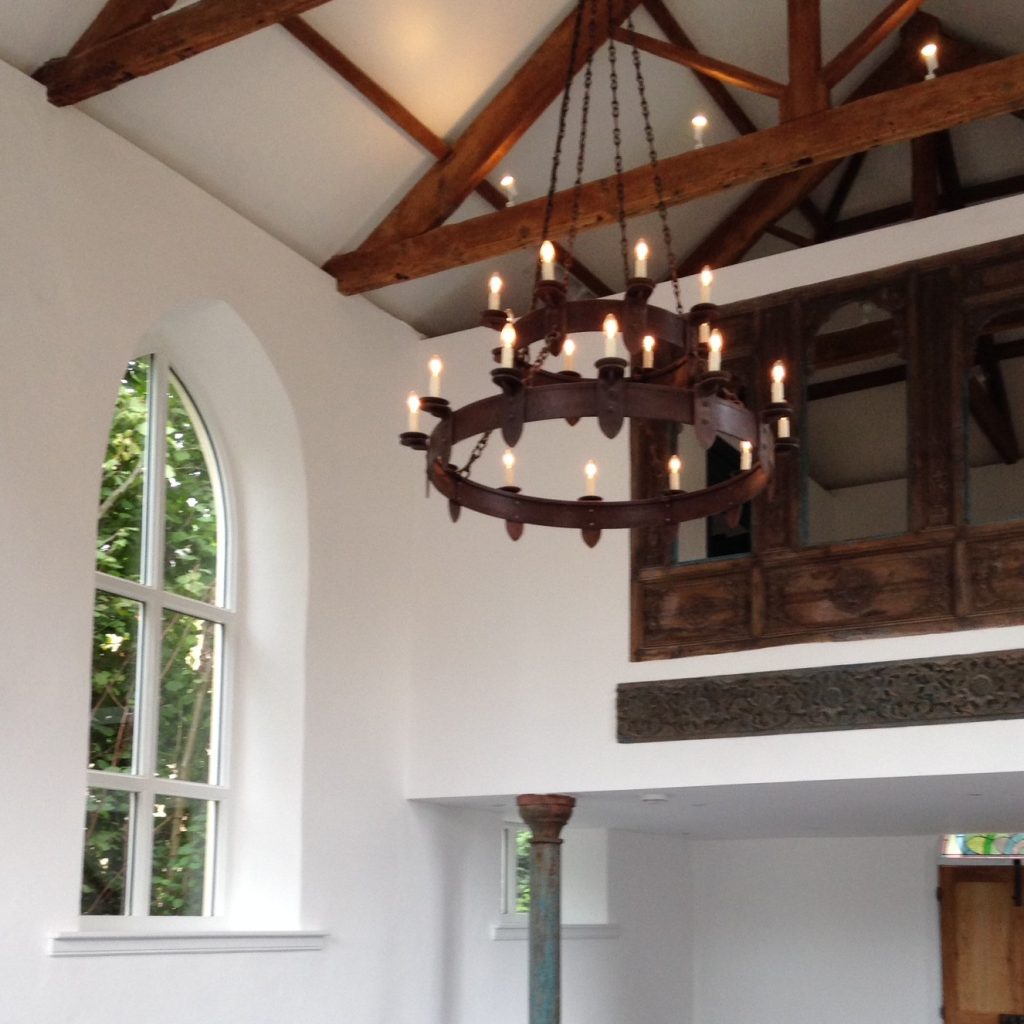 Medieval style barn chandelier - bespoke lighting by Ironart of Bath