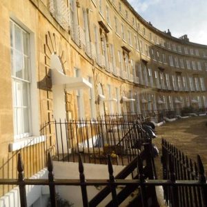Cavendish Crescent in Bath, restoration of decorative door canopies by Ironart of Bath